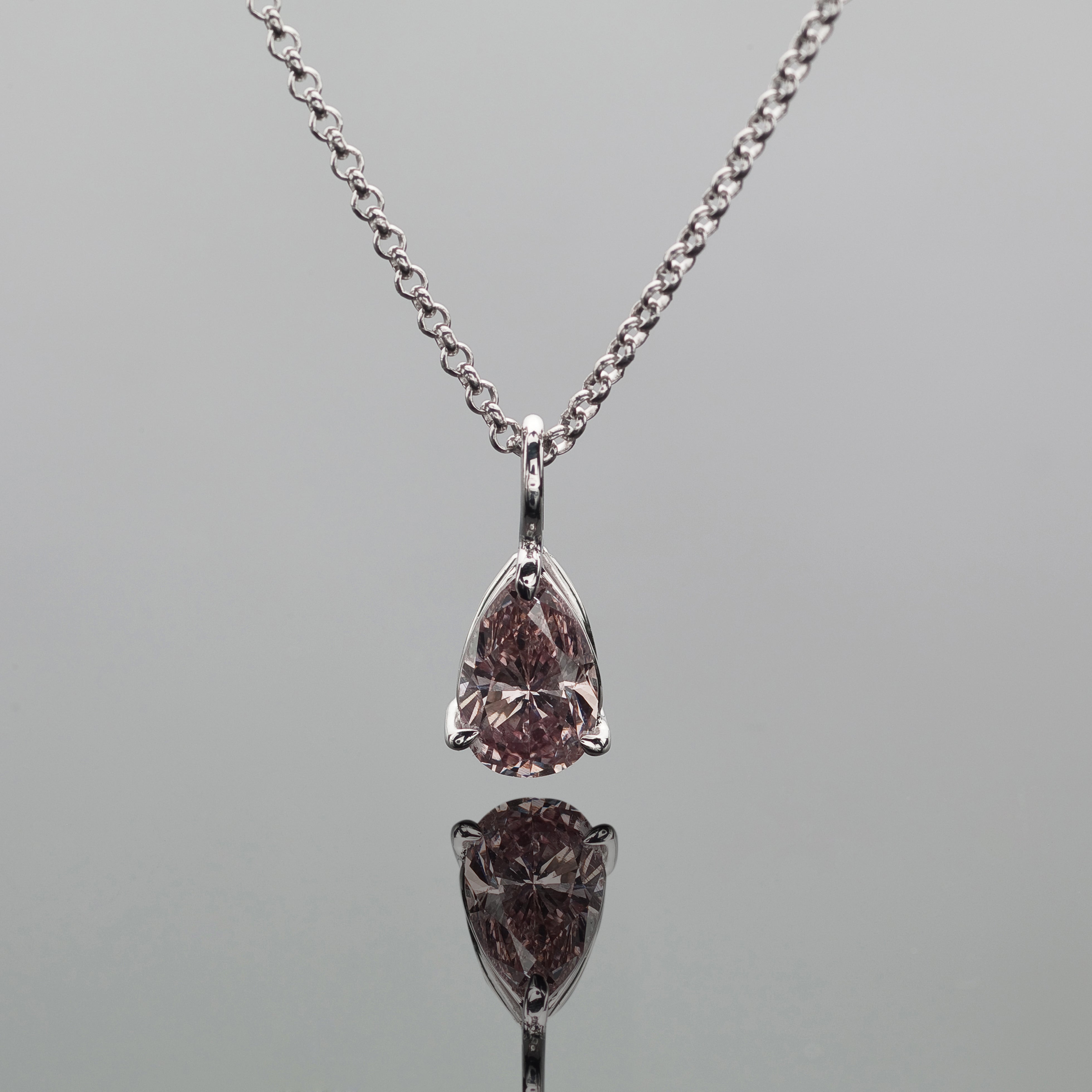 Pear Shaped Pink Diamond Necklace 4015