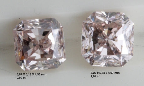 A couple of pink square diamonds