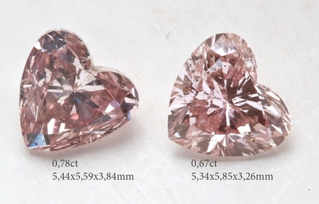 Pink diamonds, heart shapes