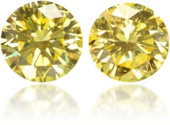 Natural Yellow Diamond Round 0.26 ct set