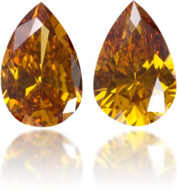 Natural Orange Diamond Pear Shape 0.59 ct set