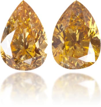 Natural Orange Diamond Pear Shape 2.02 ct set