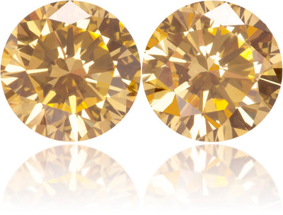 Natural Orange Diamond Round 0.61 ct set