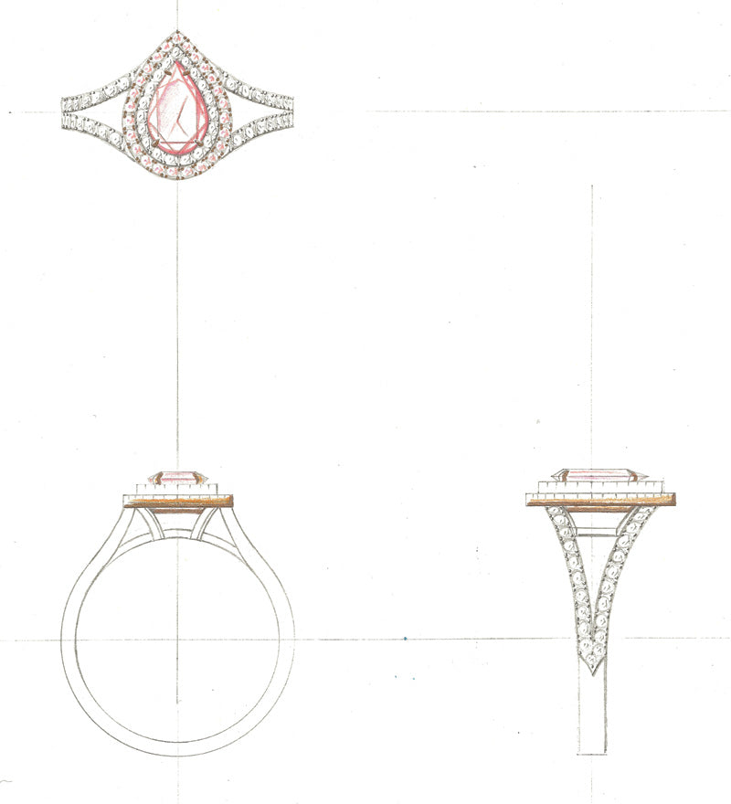 Handmade jewelry design sketch